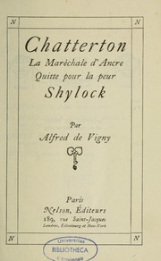 Cover of: [Théâtre] by Alfred de Vigny