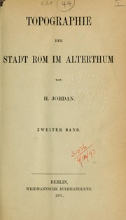 Cover of: Topographie der Stadt Rom im Alterthum