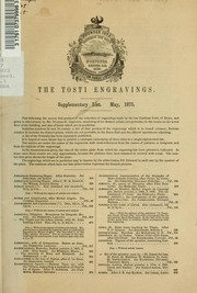 Cover of: The Tosti engravings: Supplementary list, May, 1873