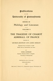 Cover of: The tragedie of Chabot, admirall of France by George Chapman