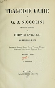 Cover of: Tragedie varie by Giovanni Battista Niccolini