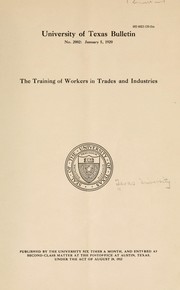 Cover of: The training of workers in trades and industries.