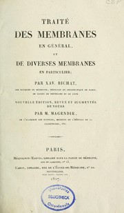 Cover of: Traité des membranes en général et de diverses membranes en particulier