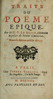 Cover of: Traité du poëme épique