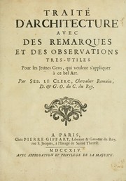 Cover of: Traité d'architecture by Sébastien Le Clerc