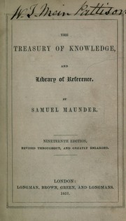Cover of: The treasury of knowledge and library of reference