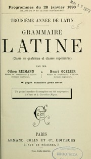 Cover of: Troisième année de latin: grammaire latine