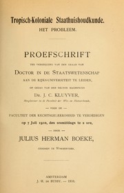 Cover of: Tropisch-koloniale staathuishoudkunde: het probleem