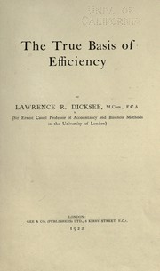 Cover of: The true basis of efficiency