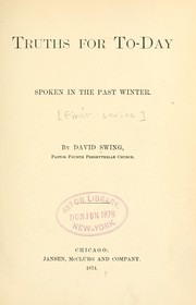 Cover of: Truths for to-day. by Swing, David, Swing, David