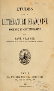 Cover of: Études sur la littérature française moderne et contemporaine