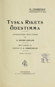 Cover of: Tyska rikets ödestimma by Herman Frobenius