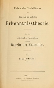 Ueber das Verhältnis der Hume'schen und Kantischen Erkenntnisstheorie by Rudolf Kühne