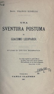 Cover of: Una sventura postuma di Giacomo Leopardi by Franco Ridella, Franco Ridella