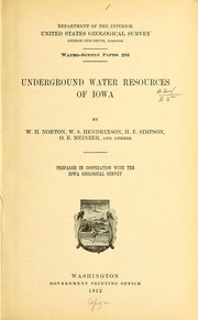 Cover of: Underground water resources of Iowa