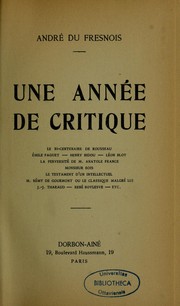 Cover of: Une année de critique