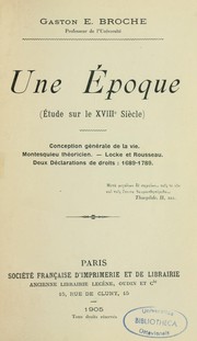 Cover of: Une Epoque (Etude sur le XVIIIe siècle)