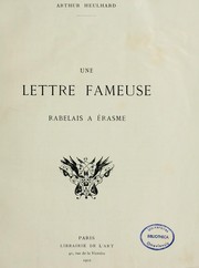 Cover of: Une lettre fameuse: Rabelais à Erasme