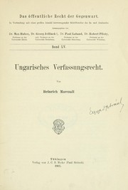 Cover of: Ungarisches verfassungsrecht.