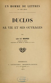 Cover of: Un Homme de lettres au XVIIe siècle: Duclos : sa vie et ses ouvrages
