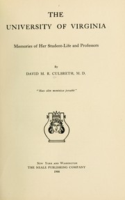 Cover of: The University of Virginia by Culbreth, David Marvel Reynolds, Culbreth, David Marvel Reynolds