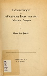 Cover of: Untersuchungen zur rabbinischen Lehre von den falschen Zeugen