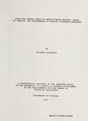Cover of: Using the threat index to predict death anxiety, sense of purpose, and performance of hospice volunteer personnel