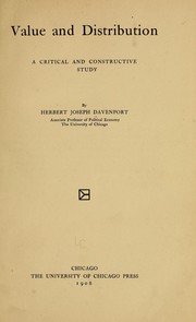 Cover of: Value and distribution
