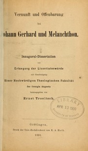Cover of: Vernunft und Offenbarung bei Johann Gerhard und Melanchthon by Ernst Troeltsch