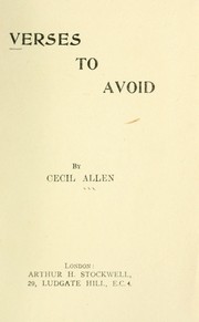 Cover of: Verses to avoid by Cecil Allen