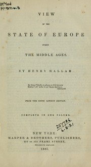 Cover of: View of the State of Europe During the Middle Ages by Henry Hallam