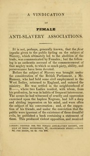 Cover of: A vindication of female anti-slavery associations