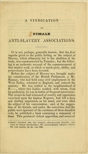 Cover of: A vindication of female anti-slavery associations by Female Anti-slavery Society