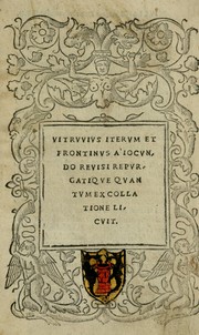 Cover of: Vitrvvivs itervm et Frontinvs