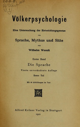 Völkerpsychologie (1915 edition) | Open Library