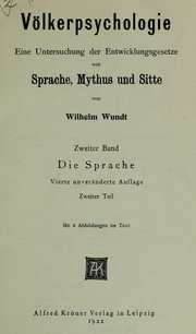 Cover of: Völkerpsychologie