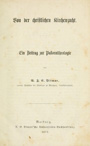 Cover of: Von der christlichen Kirchenzucht: ein Beitrag zur Pastoraltheologie