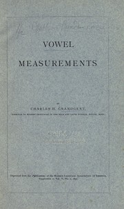 Cover of: Vowel measurements by C. H. Grandgent