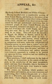 Cover of: Walker's appeal, in four articles: together with a preamble to the colored citizens of the world, but in particular and very expressly to those of the United States of America. Written in Boston, in the state of Massachusetts, Sept. 28th, 1829