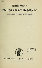Cover of: Walther von der Vogelweide: Studien zur Geschichte der Forschung