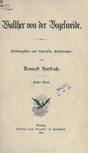 Cover of: Walther von der Vogelweide by Konrad Burdach