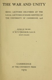 Cover of: The war and unity by D. H. S. Cranage