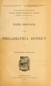 Cover of: Water resources of the Philadelphia district