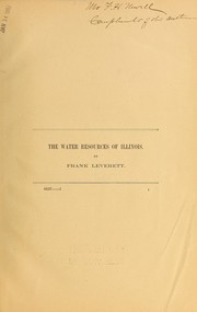 Cover of: The water resources of Illinois