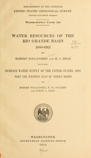 Cover of: Water resources of the Rio Grande basin, 1888-1913