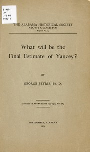 Cover of: What will be the final estimate of Yancey?
