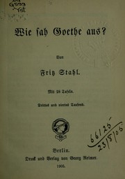 Cover of: Wie sah Goethe aus? by Fritz Stahl