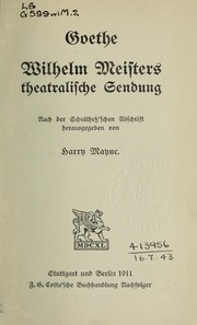 Cover of: Wilhelm Meisters theatralische Sendung by Johann Wolfgang von Goethe