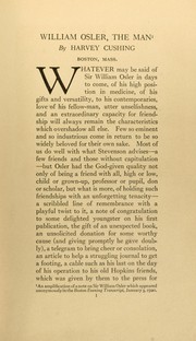 William Osler, the man by Harvey Cushing