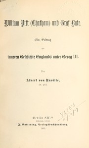 Cover of: William Pitt (Chatham) und Graf Bute by Albert von Ruville